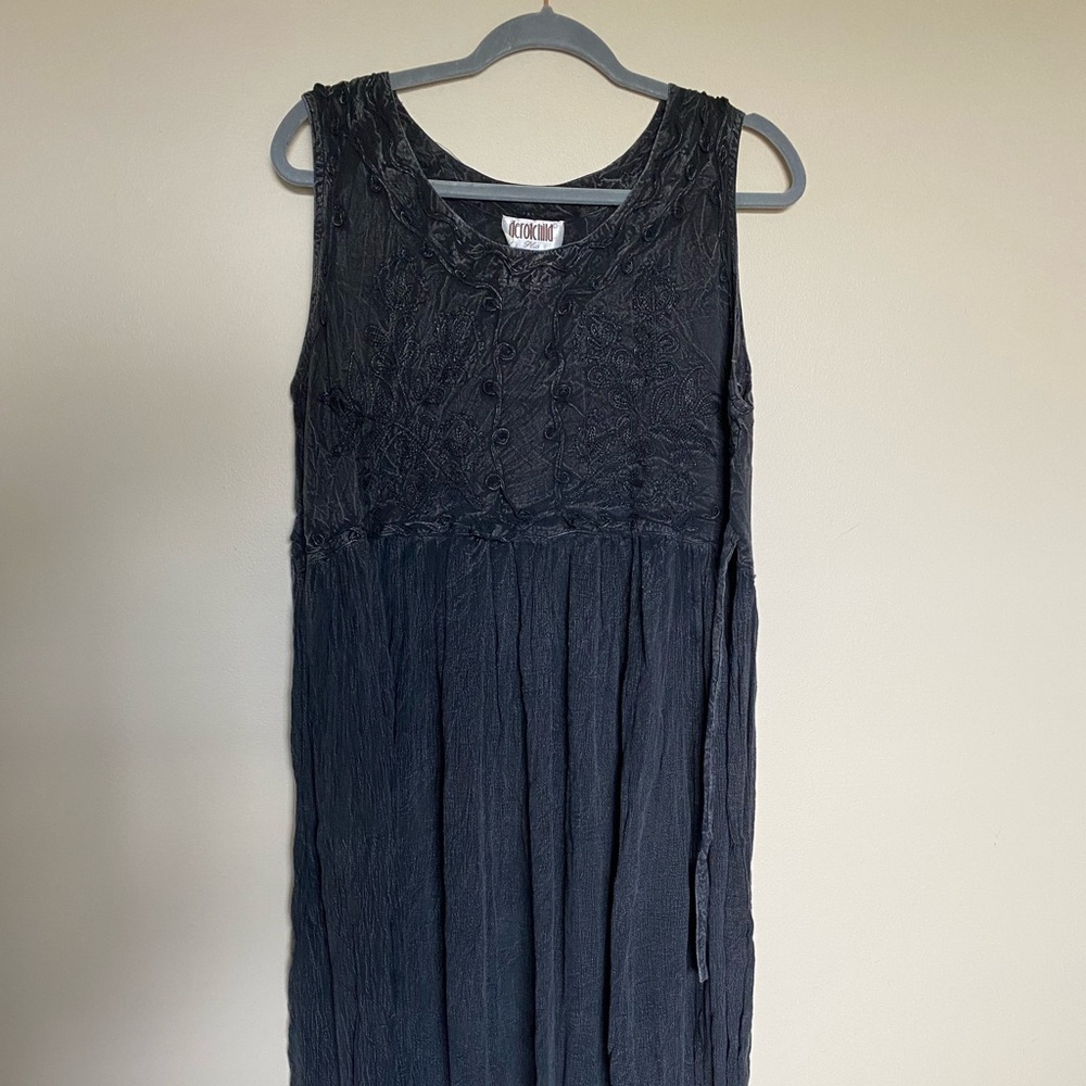 Vintage Black Dress with front and back detailing and tie on the back.